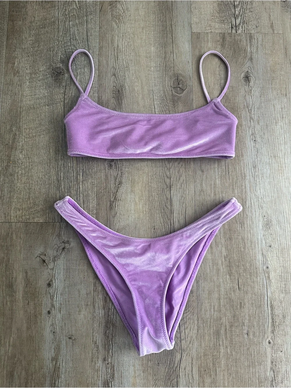 triangl swimwear Lilac Velvet Bikini Top & Bottom Set